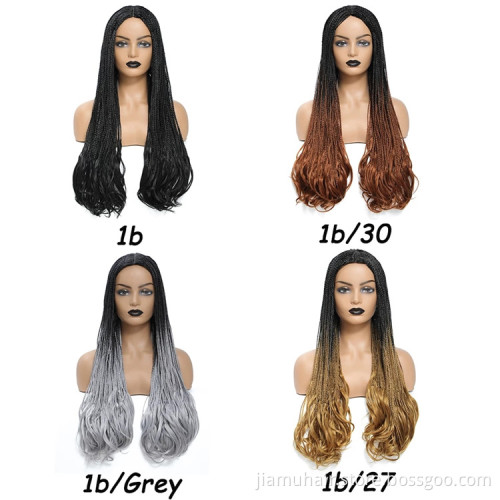 Ombre Blonde Braids Wigs Synthetic Box Braided Wigs Crochet Hair Braids for Women French Curl